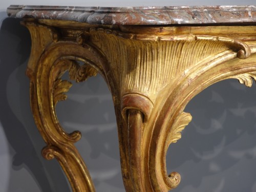 Louis XV console in gilded wood, 18th century - 