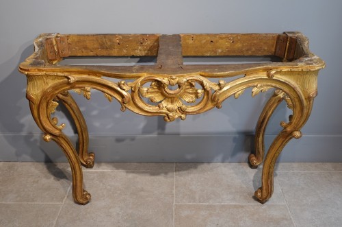 Console Louis XV en bois doré d'époque XVIIIe - Louis XV