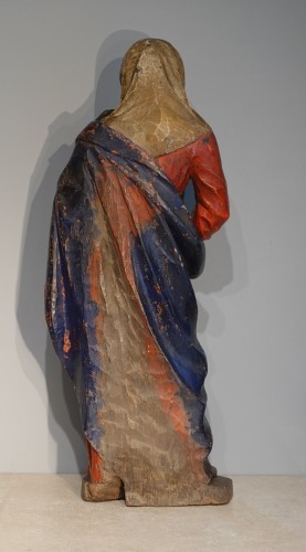 Louis XV - Vierge à l'enfant en bois sculpté et polychrome d'époque XVIIIe