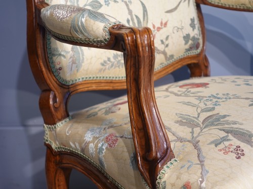 Paire de fauteuils à dossier plat Louis XV époque XVIIIe - Louis XV