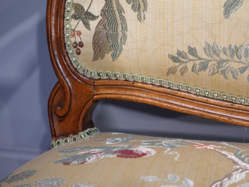 Louis XV - Paire de fauteuils à dossier plat Louis XV époque XVIIIe
