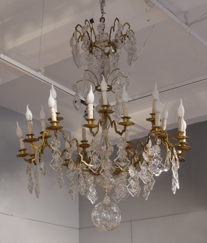 Large 19th century crystal and bronze chandelier