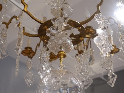 Grand lustre à cristaux et bronze d'époque XIXe - Luminaires Style Restauration - Charles X