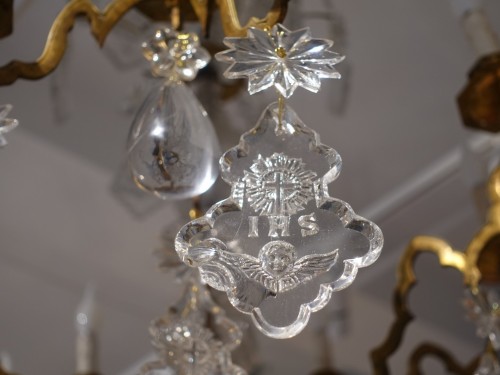 Lighting  - Large 19th century crystal and bronze chandelier