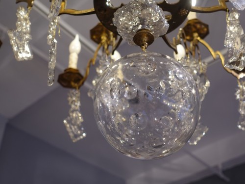 Large 19th century crystal and bronze chandelier - 