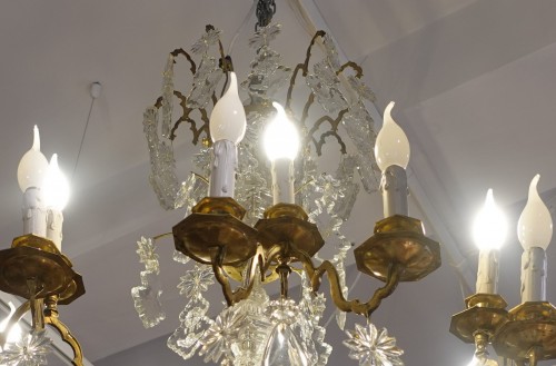 Restauration - Charles X - Large 19th century crystal and bronze chandelier