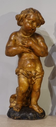 Paire de Putti en bois doré du XVIIIe siècle - Sculpture Style Louis XV