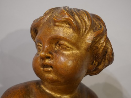 Antiquités -  Pair of Putti in gilded wood, 18th century