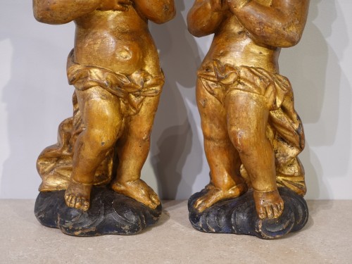 Antiquités -  Pair of Putti in gilded wood, 18th century