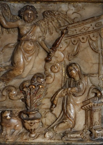 Alabaster plaque, the Annunciation, Mechelen - late 16th / early 17th  - Sculpture Style French Regence