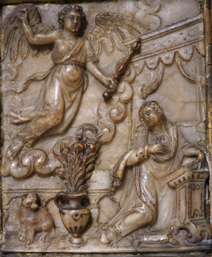XVIe siècle et avant - Plaque en albâtre, l'Annonciation, Malines - fin XVIe début XVIIe