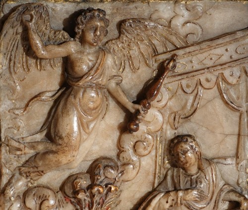 Alabaster plaque, the Annunciation, Mechelen - late 16th / early 17th  - French Regence