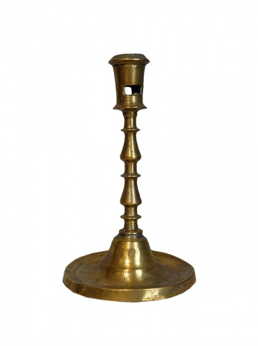 Late 15th-early 16th Century Candlestick In Solid Bronze