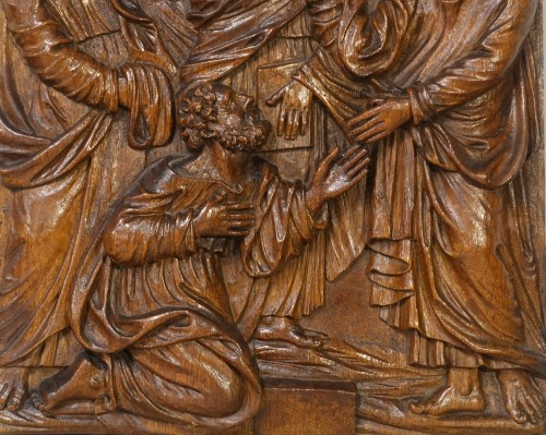 Panneau sur chêne d'époque XVIIe - Christ guérissant l'aveugle Bartimée - Louis XIII