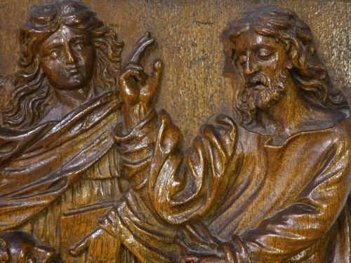 Louis XIII - Panneau sur chêne d'époque XVIIe - Christ guérissant l'aveugle Bartimée