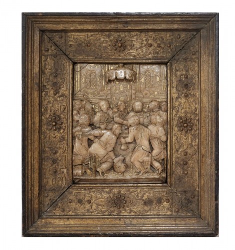 Alabaster plaque monogram R.T - Rombout Tissenaken (1540 – 1614) Mechelen