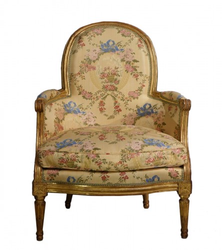 Bergère bois doré époque Louis XVI estampillée G. BOUCAULT