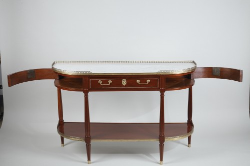  Half-moon mahogany console attributed to Fidelys Schey - Louis XVI