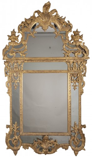 Grand miroir d'époque Régence à parecloses
