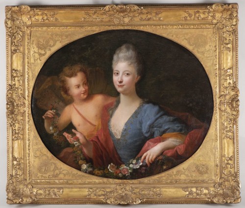 Antiquités - Portrait de Mme Papillon de la Ferté attribué à Henri Millot, élève de Largillière