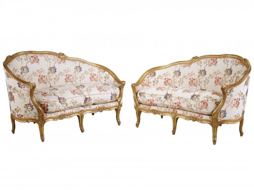 Pair of Louis XV sofas  Attributed To Louis Delanois