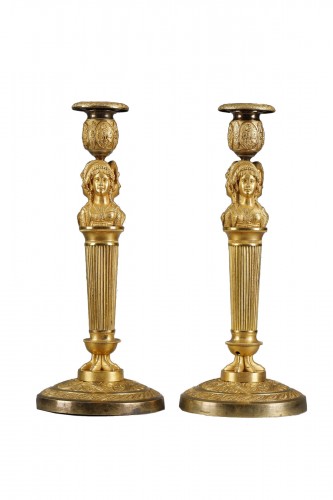 Pair of so-called &quot;wonderful&quot; candlesticks, Attributed to Claude Galle (175