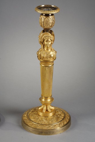Paire de flambeaux dits « aux merveilleuses », attribué à Claude Galle (1759-1815) - Luminaires Style Empire