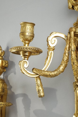 Antiquités - Pair Of Transition Sconces