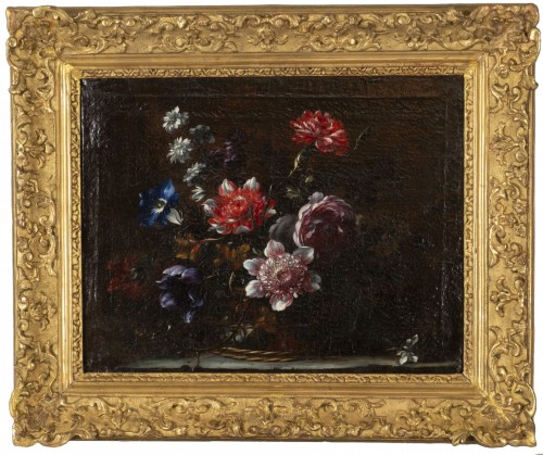 Corbeille de Fleurs sur un entablement Attribué à J.B. Dubuisson (1660 – 1735)
