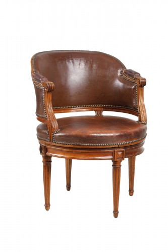 Pair of Period 18th Century French Louis XVI Walnut Fauteuil Arm Chairs —  CLAIR & CO