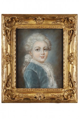 Pastel representing a young man signed François-Hubert Drouais (1727-1775)