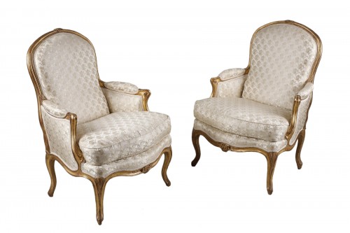 Pair of Louis XV period Bergeres Stamped POTHIER