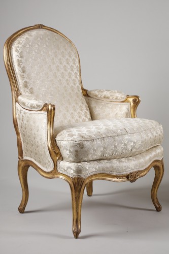 Paire de bergères d'époque Louis XV estampillée de Pothier - Sièges Style Louis XV