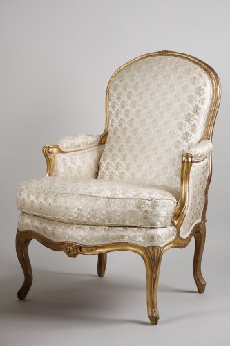 Seating  - Pair of Louis XV period Bergeres Stamped POTHIER