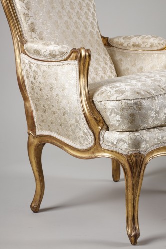 Paire de bergères d'époque Louis XV estampillée de Pothier - Galerie Gilles Linossier