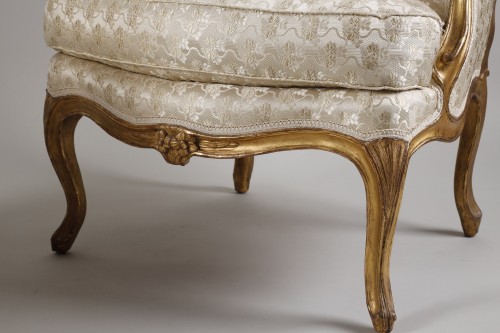 Louis XV - Pair of Louis XV period Bergeres Stamped POTHIER