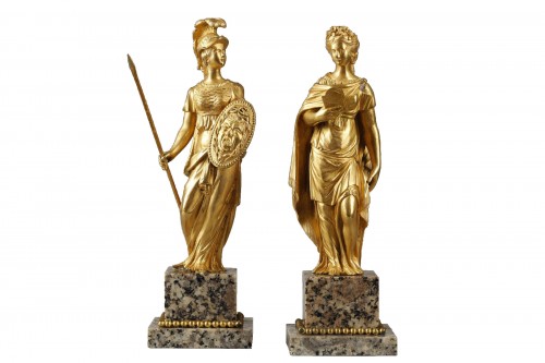 Minerve et Vénus, paire de sculptures  en bronze doré