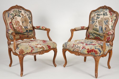 Suite de quatre fauteuils à la Reine Estampillés de Bauve - Sièges Style Louis XV