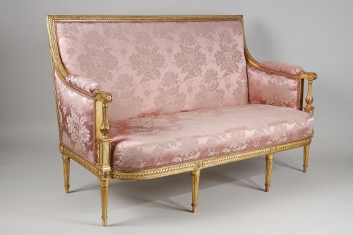 Sièges Canapé & Mobilier de Salon - Salon d'époque Louis XVI en bois laqué et doré