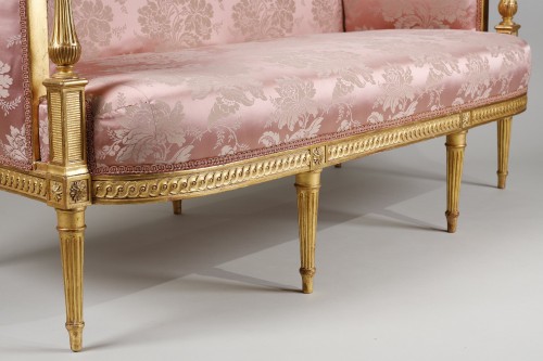 Louis XVI - Salon d'époque Louis XVI en bois laqué et doré