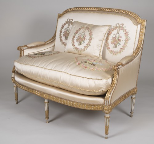 Sièges Canapé & Mobilier de Salon - Grand salon composé de sept éléments, époque Louis XVI