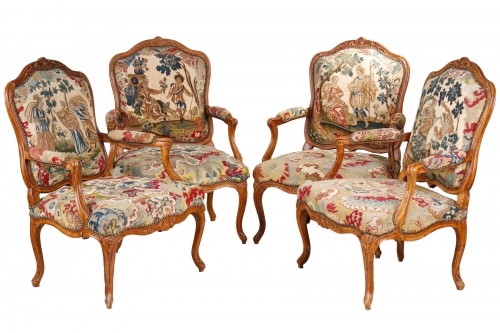 Suite Of 4 Armchairs To The Queen Stamped By Bauve