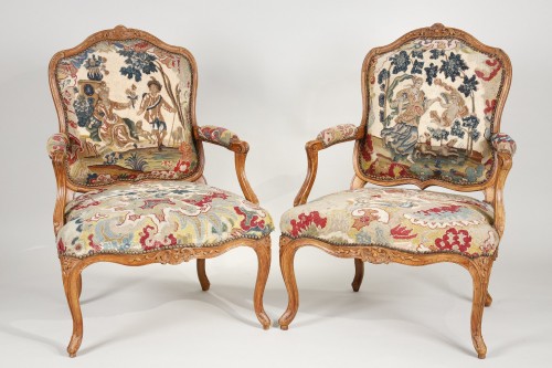 Suite de 4 fauteuils à La Reine Estampillés de Bauve - Sièges Style Louis XV