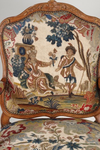 XVIIIe siècle - Suite de 4 fauteuils à La Reine Estampillés de Bauve
