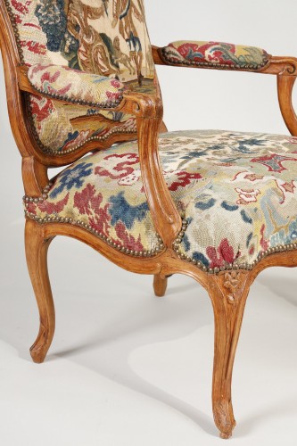 Louis XV - Suite Of 4 Armchairs To The Queen Stamped By Bauve