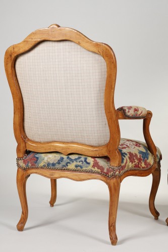 Antiquités - Suite Of 4 Armchairs To The Queen Stamped By Bauve