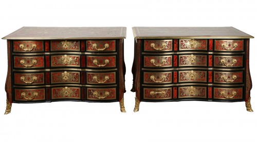 Paire de commodes en marqueterie Boulle