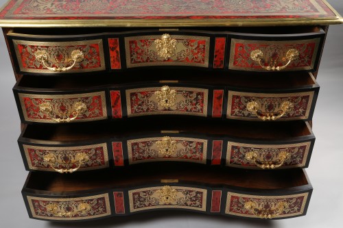 Antiquités - Paire de commodes en marqueterie Boulle