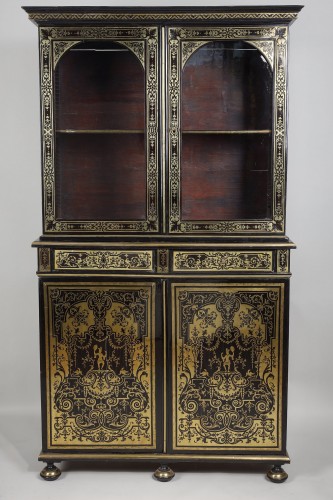 Antiquités - Bibliothèque en marqueterie « Boulle », attribuée à André Charles Boulle