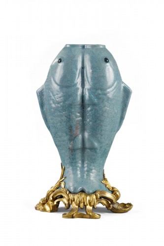 Blue glazed earthenware vase, 18th century China